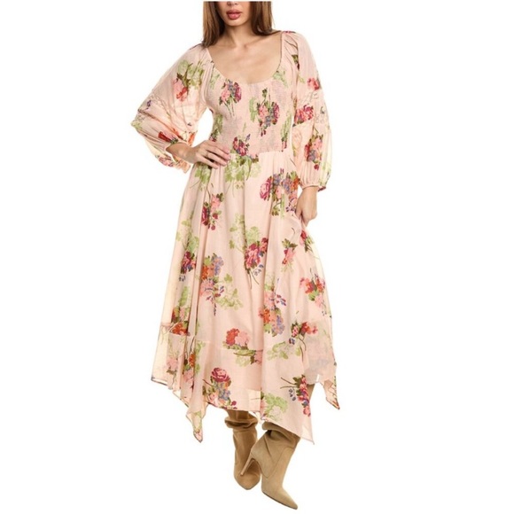 Free People Dresses & Skirts - Free People Morning Glory Floral Smocked Long Sleeve Maxi Dress Size Small NWT